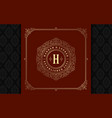 vintage monogram logo elegant flourishes line art vector image