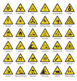 Set triangle yellow warning sign hazard dander Vector Image