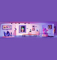 art gallery interior with modern artworks museum vector image