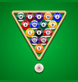 pool billiard balls on green table vector image