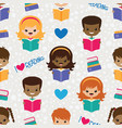 reading kids seamless pattern vector image