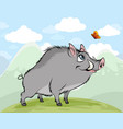 boar admiring a butterfly vector image