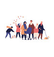 big family walking at autumn street together vector image