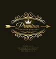 gold vintage retro badge in ornamental frame vector image