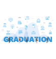 graduation concept with big words and people vector image