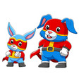 two rabbit in a superhero costume vector image vector image