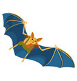 yellow bat with blue wings hand drawn on white vector image