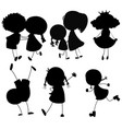 set of silhouette people character vector image