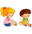 Boy and girl exercise on white background Vector Image