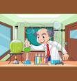 classroom scene with scientist doing experiment vector image vector image