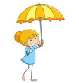 Doodle boy and girl with umbrella Royalty Free Vector Image