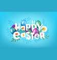 happy easter greeting card with comic style vector image