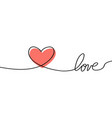 heart in continuous drawing lines and glitch red vector image
