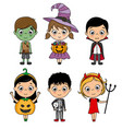 set kids costumes halloween vector image vector image