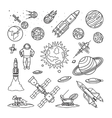 space doodle linear icons vector image