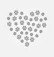 gray pets footprints in heart shape vector image vector image
