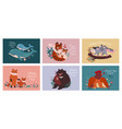 set of postcards for mother s day with animals vector image
