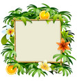 bamboo frame with tropical flowers vector image vector image
