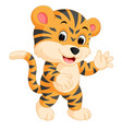 Cute tiger cartoon giving thumb up Royalty Free Vector Image