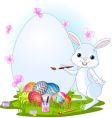 easter bunny painting eggs vector image vector image