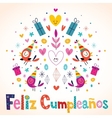 feliz cumpleanos - happy birthday in spanish card vector image