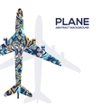 art flying airplane with abstract colorful vector image