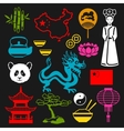 china icons set chinese symbols and objects vector image