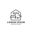 dog cat pet house home love logo icon line art vector image