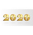 happy new year 2020 gold 3d number isolated white vector image