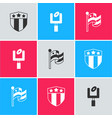 set shield with stars american football goal post vector image vector image