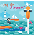 summer sea diver hand with kayak paddle vector image