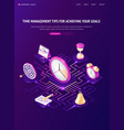 time management tips isometric landing page banner vector image
