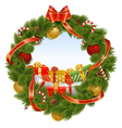 christmas wreath with background vector image