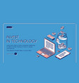 invest in technology isometric landing page banner vector image vector image