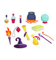 magic accessories wizard tools flasks vector image