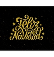 feliz navidad gold glittering lettering design vector image