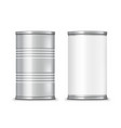 3d metallic ribbed tin can canned food vector image