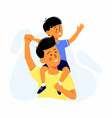 happy dad and baby son are look into the distance vector image