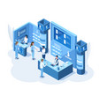 isometric 3d expo demonstration presentation promo vector image