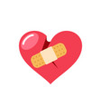 red broken heart with patch graphic design vector image