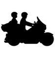 couple riding motorcycle silhouette vector image
