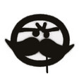 graffiti emoji with a mustache in black vector image vector image