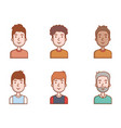 people young men portrait male avatar set vector image