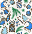 christmas seamless background - sketched elements vector image vector image
