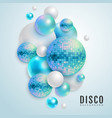3d holographic blue spheres and disco ball sphere vector image