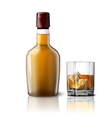 blank realistic whiskey bottle with glass vector image vector image