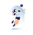 volleyball girl player hits the ball vector image vector image
