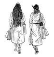 sketch of young fashionable city women vector image