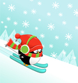 skiing penguin vector image vector image