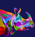 colorful rhinoceros on pop art vector image vector image